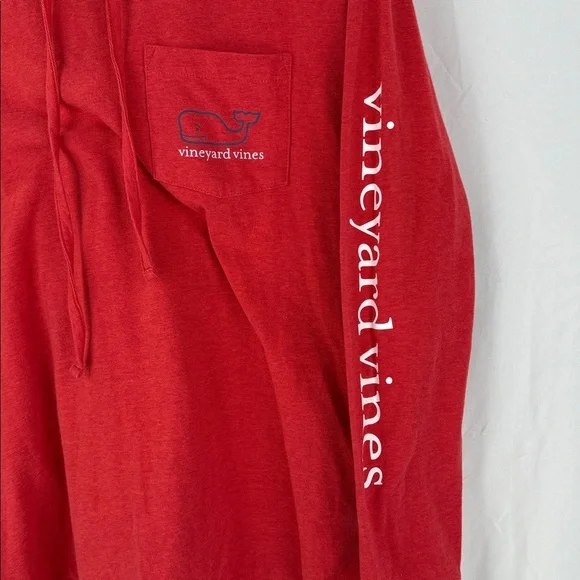 Vineyard Vines Red Edgartown long Sleeve drawstring Hoodie T-Shirt Size XS - Picture 4 of 6